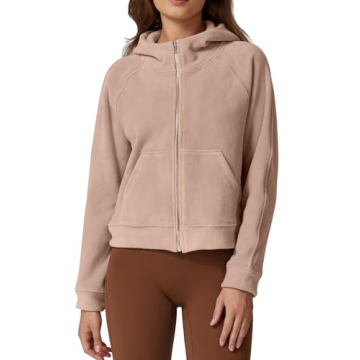 QINSEN Women's Full Zipper Hoodies - Cozy Fleece Lined Sweatshirt in Hazelnut M