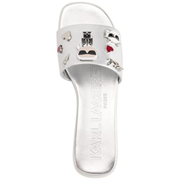 Elegant Karl Lagerfeld Women's Slide-On Sandals in Silver – Chic Comfort