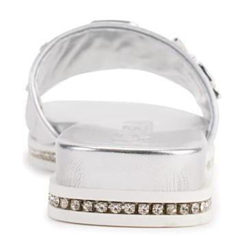 Elegant Karl Lagerfeld Women's Slide-On Sandals in Silver – Chic Comfort