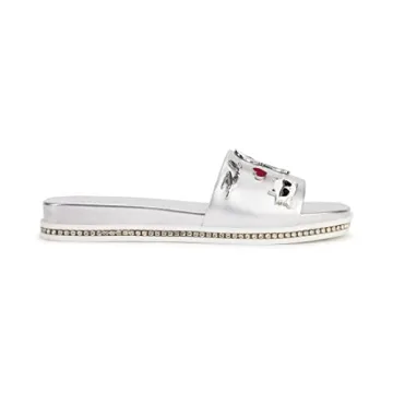 Elegant Karl Lagerfeld Women's Slide-On Sandals in Silver – Chic Comfort