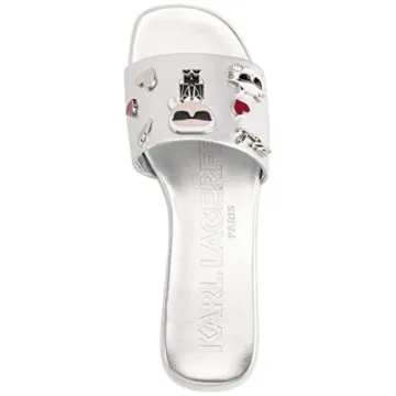 Elegant Karl Lagerfeld Women's Slide-On Sandals in Silver – Chic Comfort