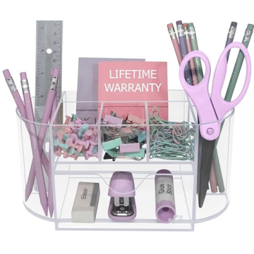 Clear Acrylic Desk Organizer for Office Supplies and Desk Accessories - Pen Holder Desktop Organizat...