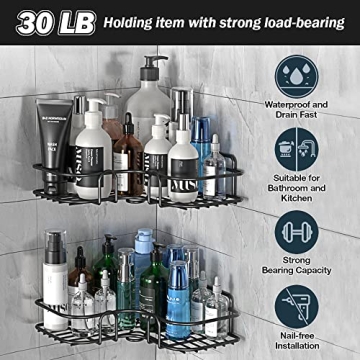 No Drill RustProof Stainless Steel Shower Caddy with Soap Dish