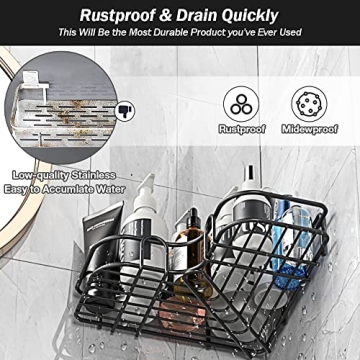 No Drill RustProof Stainless Steel Shower Caddy with Soap Dish