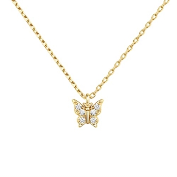 PAVOI 14K Gold Plated Butterfly Necklace - Dainty & Adjustable