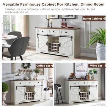 OKD Farmhouse Wine Bar Cabinet with Sliding Barn Door