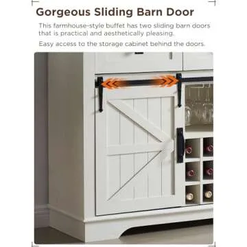 OKD Farmhouse Wine Bar Cabinet with Sliding Barn Door