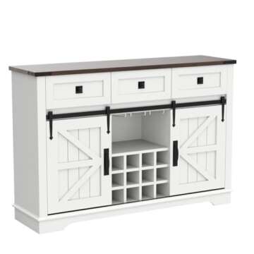 OKD Farmhouse Wine Bar Cabinet with Sliding Barn Door