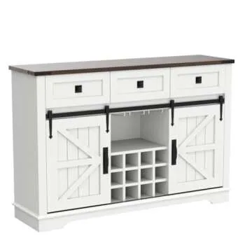 OKD Farmhouse Wine Bar Cabinet with Sliding Barn Door
