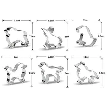 Dog Cookie Cutter Set of 6 - Stainless Steel Puppy Shape Molds for Baking Fun