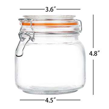 Encheng 25 oz Glass Jars With Airtight Lids And Leak Proof Rubber Gasket,Wide Mouth Mason Jars With Hinged Lids For Kitchen Canisters 750ml, Glass Storage Containers 6 Pack