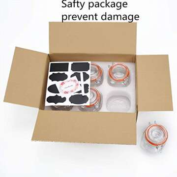 Encheng 25 oz Glass Jars With Airtight Lids And Leak Proof Rubber Gasket,Wide Mouth Mason Jars With Hinged Lids For Kitchen Canisters 750ml, Glass Storage Containers 6 Pack