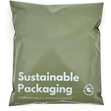 Premium Large Compostable Poly Mailers | Heavy-Duty Biodegradable Thick & Tear-Resistant Shipping Mailing Bags | Eco Friendly Packaging | 13”x15.7” Pack of 25, Sage Green