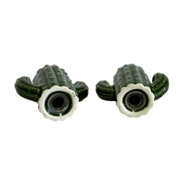 Hand-Painted Ceramic Cactus Salt Pepper Set Kitchen Gift