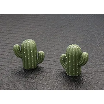 Hand-Painted Ceramic Cactus Salt Pepper Set Kitchen Gift