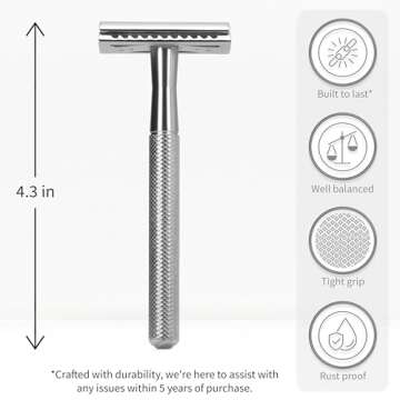 Bambaw Double Edge Safety Razor for Men & Women, Metal Razor with 5 Double Edge Safety Razor Blades,...