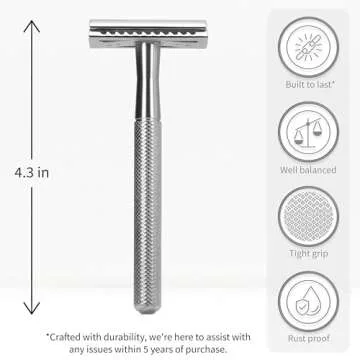 Bambaw Double Edge Safety Razor for Men & Women, Metal Razor with 5 Double Edge Safety Razor Blades,...