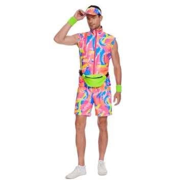 KBJALQ 80S 90S Workout Costume Halloween Costumes for Adult Mens Cosplay Outfits Swimwear Suit With ...