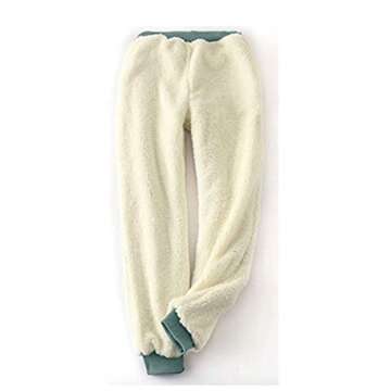 HeSaYep Women's Warm Sherpa Lined Sweatpants Drawstring Athletic Jogger Fleece Pants with Pockets,Green XL