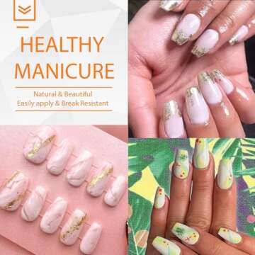 UNA GELLA Short Coffin Nails Tips, 504pcs No c Curve short Coffin Gel x Press On Nails Pre Etched Fo...