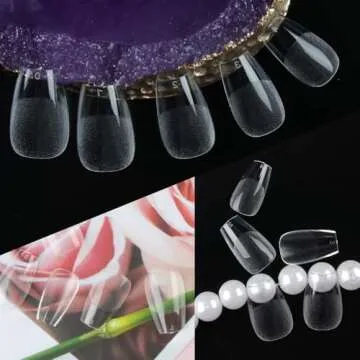 UNA GELLA Short Coffin Nails Tips, 504pcs No c Curve short Coffin Gel x Press On Nails Pre Etched For Women Acrylic Nail Extension Full Cover Home Salon 12 Sizes