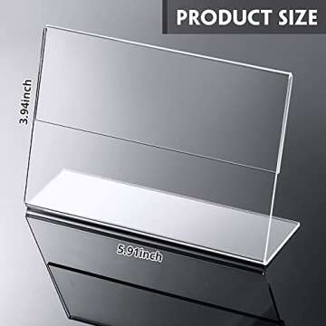 Yalikop 36 Pieces Acrylic Sign Holder 4 x 6 Inch Plastic Picture Frame Clear Photo Sign Back Brochure Display Standing Frame for Wedding Office Desktop Restaurant