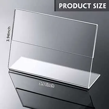 Yalikop 36 Pieces Acrylic Sign Holder 4 x 6 Inch Plastic Picture Frame Clear Photo Sign Back Brochure Display Standing Frame for Wedding Office Desktop Restaurant