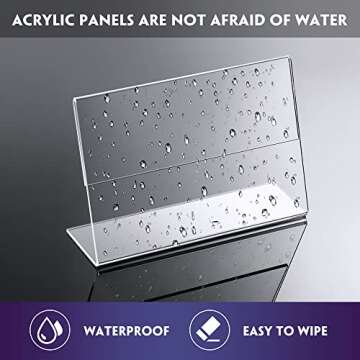 Yalikop 36 Pieces Acrylic Sign Holder 4 x 6 Inch Plastic Picture Frame Clear Photo Sign Back Brochure Display Standing Frame for Wedding Office Desktop Restaurant