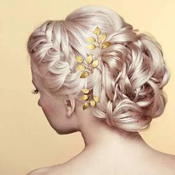 Elegant Gold Leaf Hair Pins for Brides and Proms