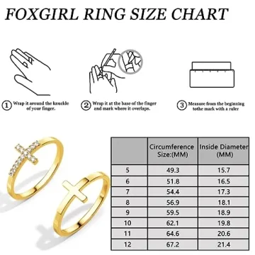 Foxgirl Cross Gold Rings Dainty Stackable Non Tarnish Jewelry