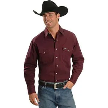 Wrangler Men's Authentic Cowboy Cut Work Western Long-Sleeve Firm Finish Shirt,Red Oxide,X-Large