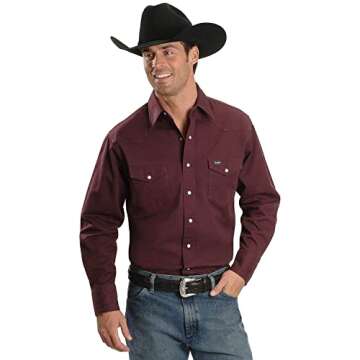 Wrangler Men's Authentic Cowboy Cut Work Western Long-Sleeve Firm Finish Shirt,Red Oxide,X-Large