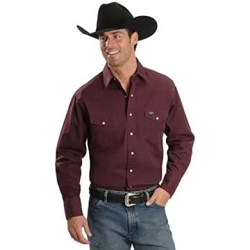 Wrangler Men's Authentic Cowboy Cut Work Western Long-Sleeve Firm Finish Shirt,Red Oxide,X-Large