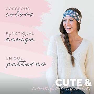 Maven Thread Energy Headbands - Wide 4" Thick Non-Slip Sweatbands for Women, Sports Running, Gym, At...