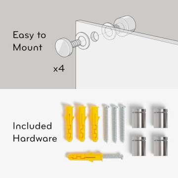 U Brands 70x35 Glass Dry Erase Board with Silver Grommets