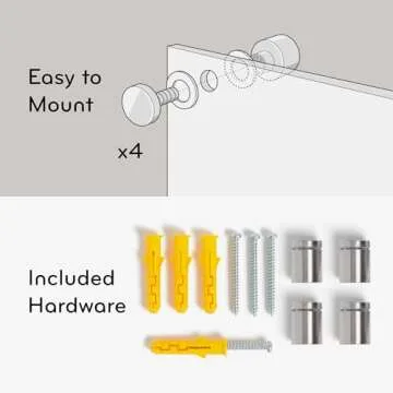 U Brands 70x35 Glass Dry Erase Board with Silver Grommets