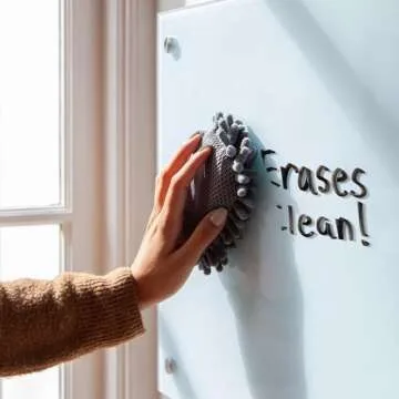 U Brands 70x35 Glass Dry Erase Board with Silver Grommets