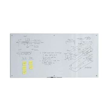 U Brands 70x35 Glass Dry Erase Board with Silver Grommets