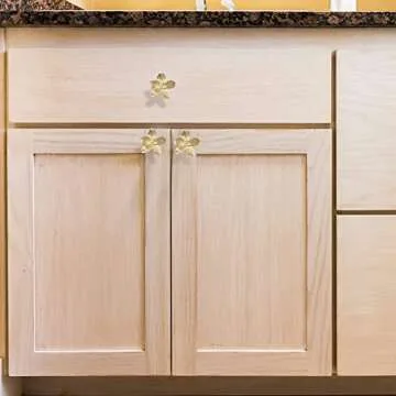 Gold Flower Drawer Knobs Creative Petal Kitchen Cabinet Knobs Dresser Knobs Furniture Cupboard Drawer Pulls Handles for Wardrobe Door Pulls 4Pcs (Flower, 4Pcs)