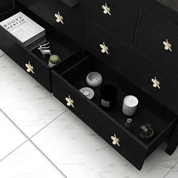 Gold Flower Drawer Knobs Creative Petal Kitchen Cabinet Knobs Dresser Knobs Furniture Cupboard Drawer Pulls Handles for Wardrobe Door Pulls 4Pcs (Flower, 4Pcs)