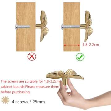 Gold Flower Drawer Knobs Creative Petal Kitchen Cabinet Knobs Dresser Knobs Furniture Cupboard Drawer Pulls Handles for Wardrobe Door Pulls 4Pcs (Flower, 4Pcs)