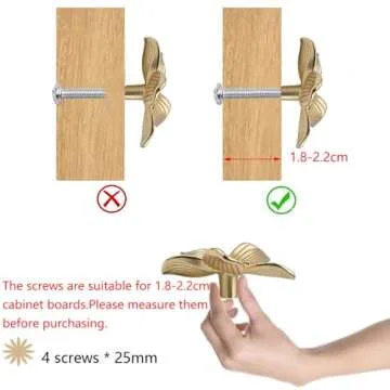 Gold Flower Drawer Knobs Creative Petal Kitchen Cabinet Knobs Dresser Knobs Furniture Cupboard Drawer Pulls Handles for Wardrobe Door Pulls 4Pcs (Flower, 4Pcs)