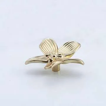 Gold Flower Drawer Knobs Creative Petal Kitchen Cabinet Knobs Dresser Knobs Furniture Cupboard Drawer Pulls Handles for Wardrobe Door Pulls 4Pcs (Flower, 4Pcs)