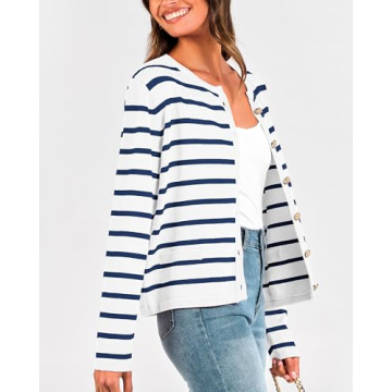 BTFBM Women's Stylish Striped Cardigan for Fall
