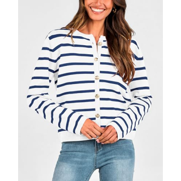 BTFBM Women's Stylish Striped Cardigan for Fall