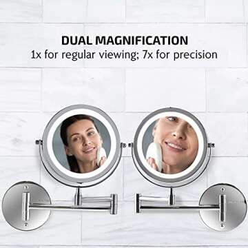 OVENTE 7" Wall Mount Makeup Mirror with LED Light