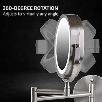 OVENTE 7" Wall Mount Makeup Mirror with LED Light