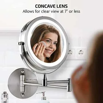 OVENTE 7" Wall Mount Makeup Mirror with LED Light