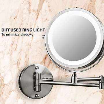 OVENTE 7" Wall Mount Makeup Mirror with LED Light