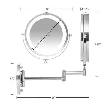 OVENTE 7" Wall Mount Makeup Mirror with LED Light